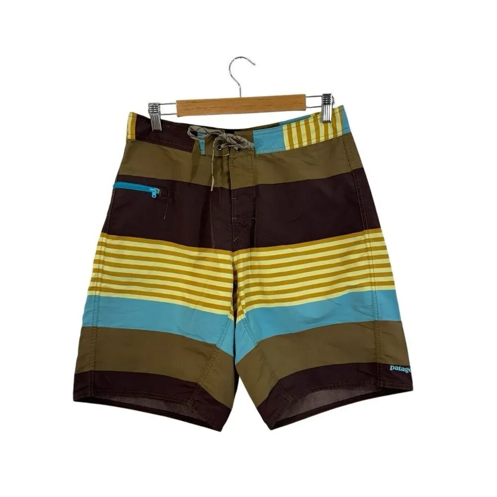 Patagonia 32 Wavefarer Board Shorts Swim Tie Waist Striped Beach Mens